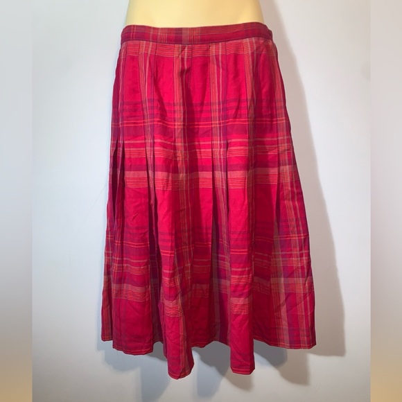 Pendleton vintage plaid tartan midi pleated skirt 14P Fuchsia purple a line - Picture 3 of 8